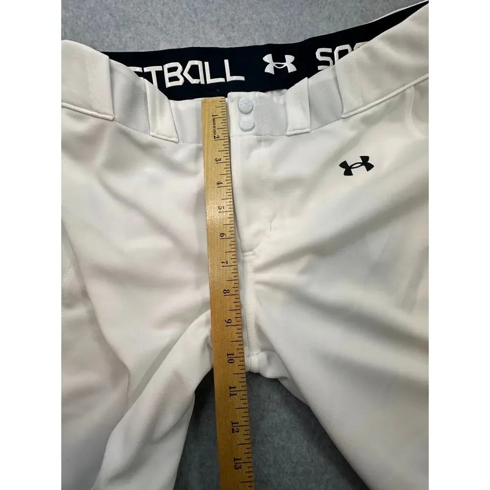 Under Armour Softball Pants Elastic Cuffed Belt Loop Knicker White Large